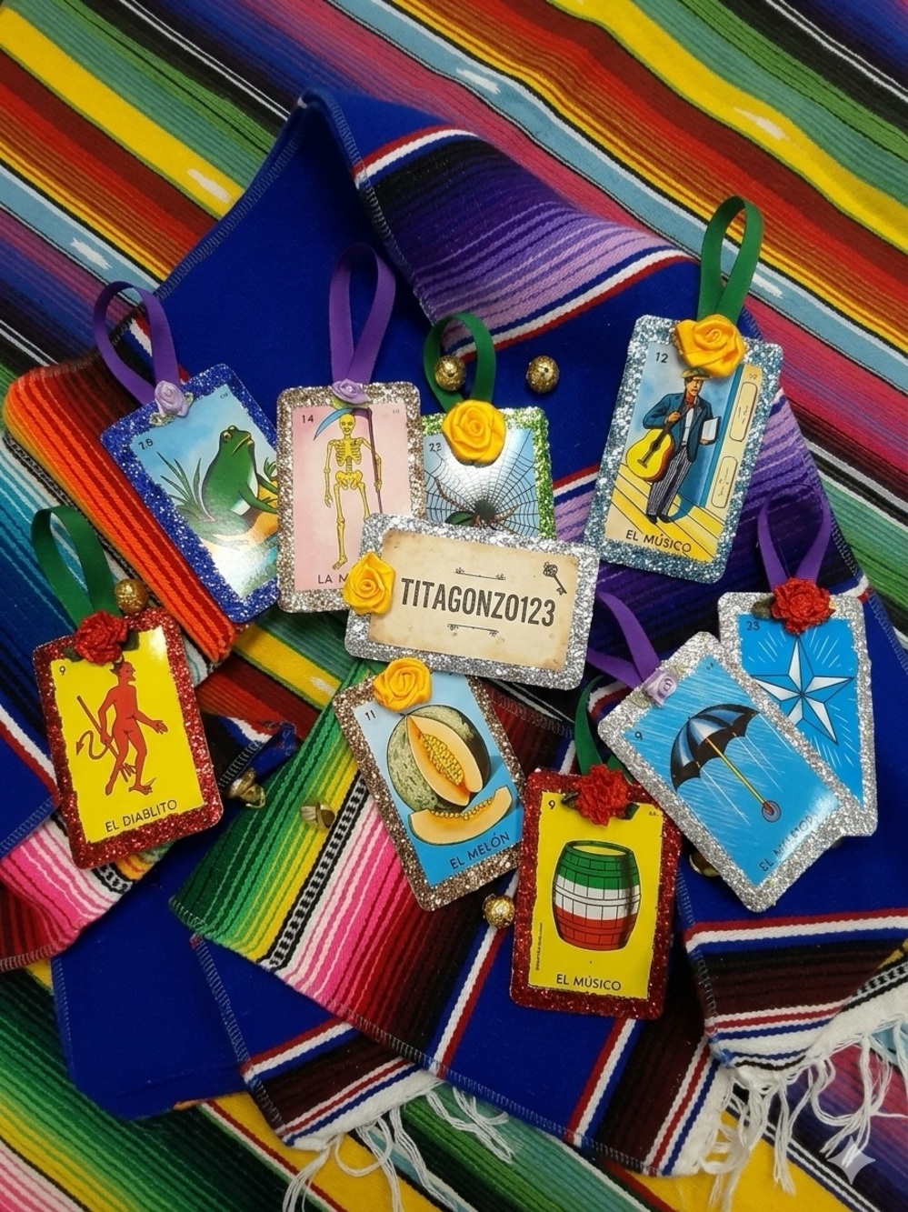 La LoterΓa Ornament Set of 6, Christmas Mexican Decorations
